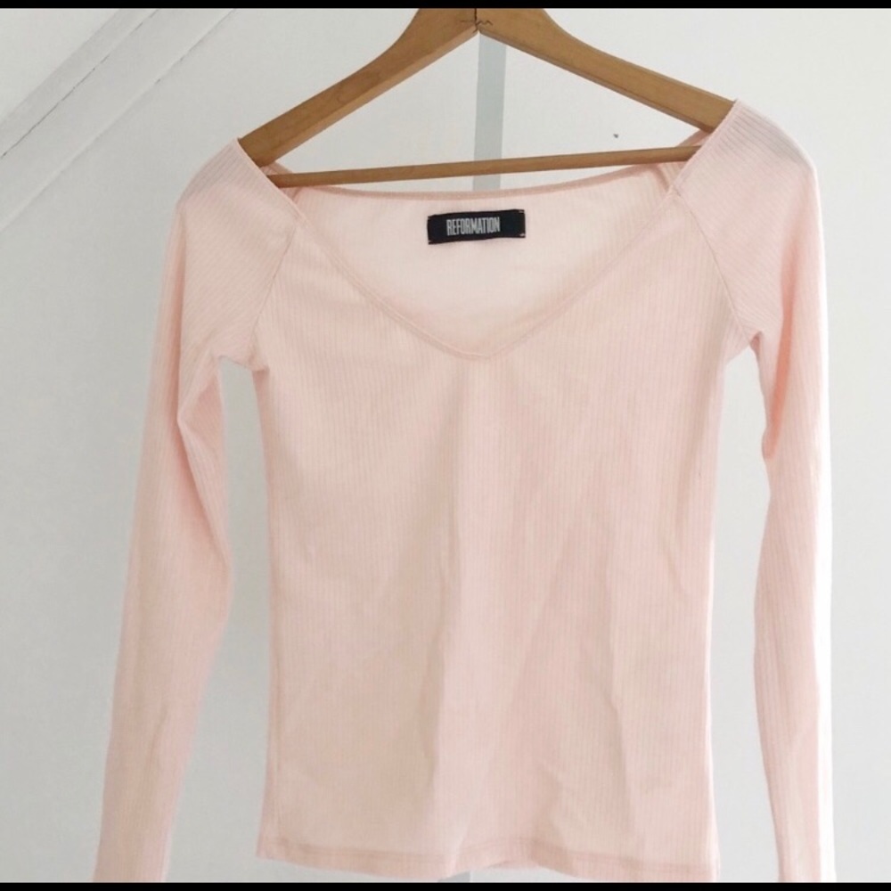Reformation light pink long sleeve tee, size xs